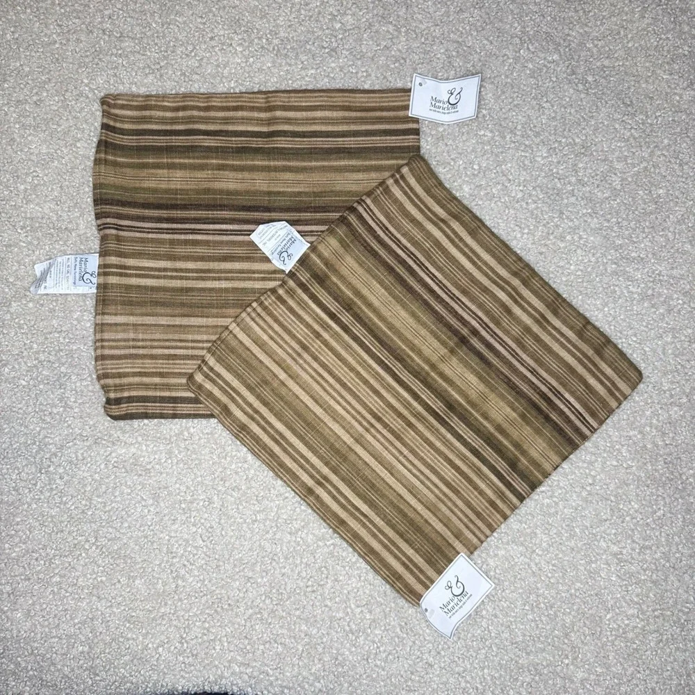 Vintage New Mario Marielena Hartley Stripe Cilantro Knife Edge Pillows Set of 2